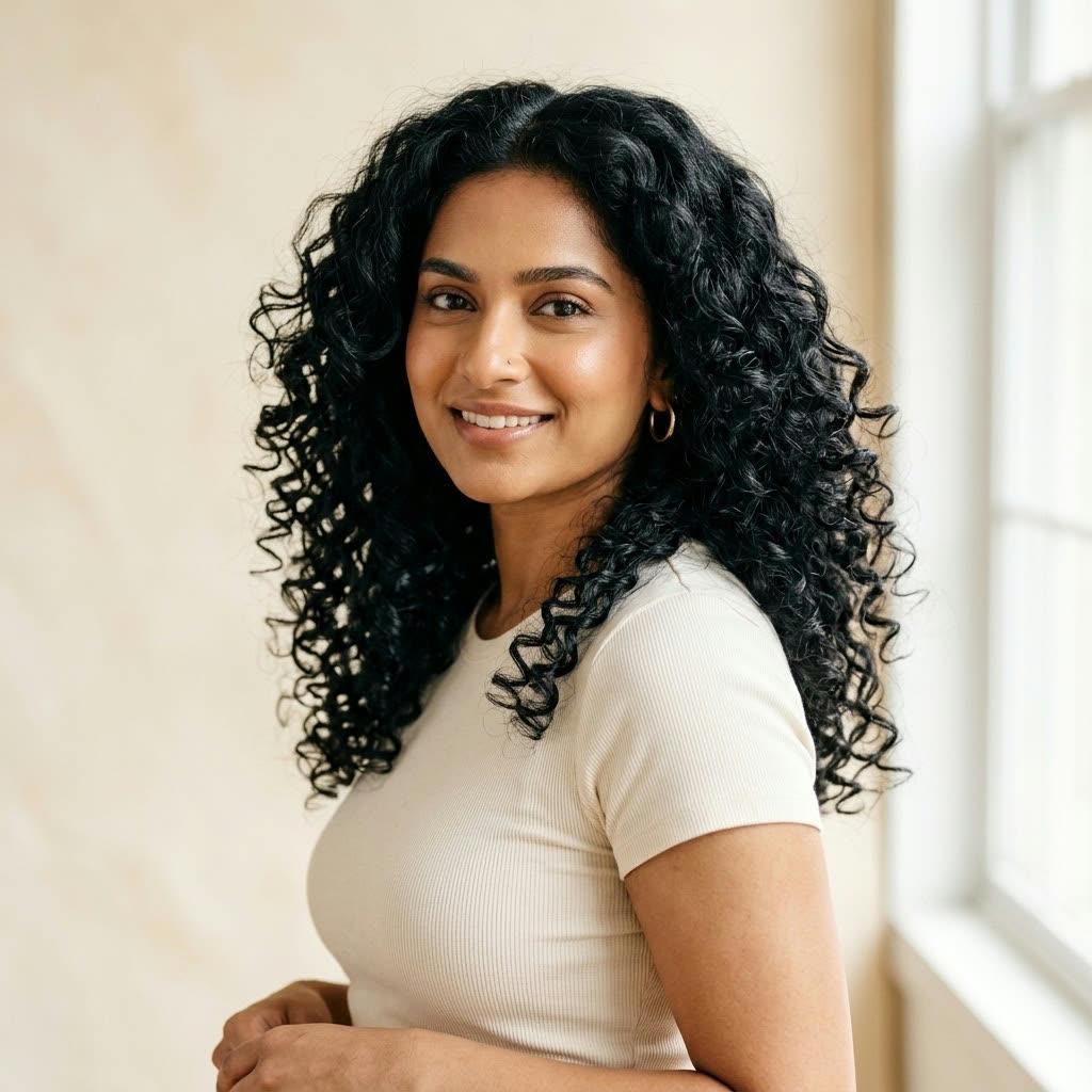 Curly Hair — natural black hair, editorial studio portrait