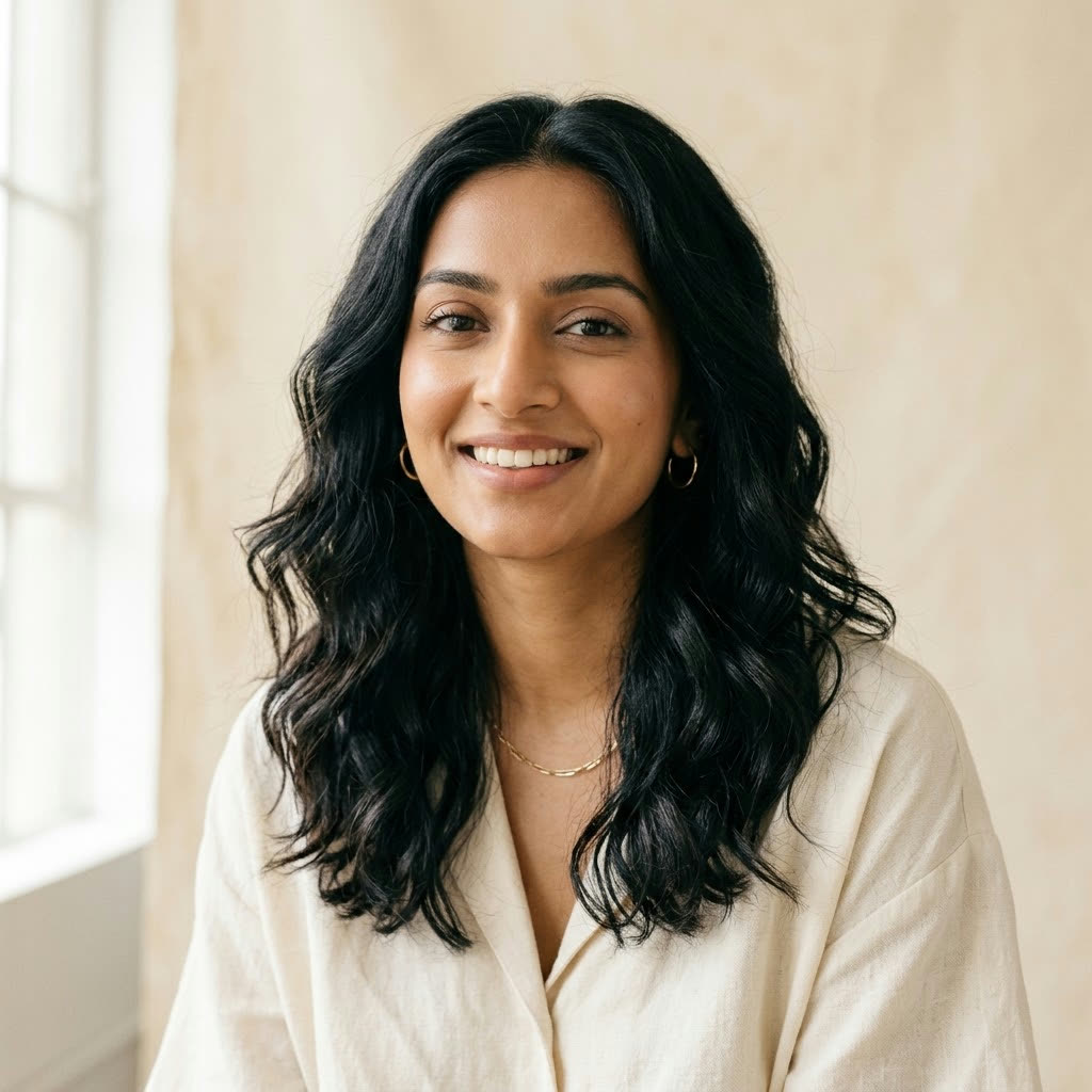 Wavy Hair — natural black hair, editorial studio portrait