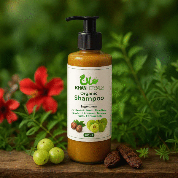 KhanHerbals Organic Shampoo - Shikakai, Amla, Reetha, Brahmi, Hibiscus, Neem, Tulsi, and Fenugreek